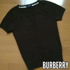 美品 BURBERRY London 半袖クルーネック薄手ニット カシミヤ 1
