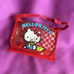レトロ☆ ハローキティ ビニールクリアバッグ　トラベルポーチ ケース ☆レア