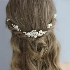 ヘアアクセサリ　髪飾り　ヘッドドレス　パール　5点ヘアピン　結婚式　ウエディング