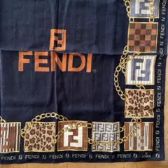 FENDI フェンディ 大判ハンカチ 黒地