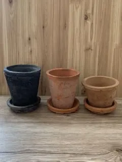 モスポット　テコラッタ植木鉢　 グレー、オレンジ大小　3個セット