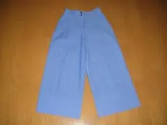 PLSTプラステのデニム風ワイドパンツ！ブルーデニム風水色青