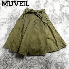 MUVEILミュベール　ウエストリボン　ミリタリー　タック　フレアスカートのサムネイル