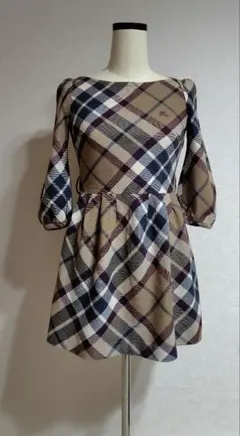 BURBERRY　ブルーレーベル　チェック柄 七分袖ミニワンピース