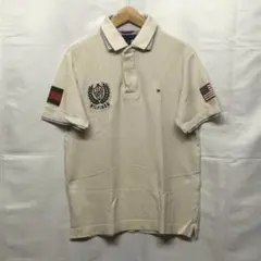TOMMY HILFIGER ポロシャツ L 　白　ホワイト 刺繍 L1736