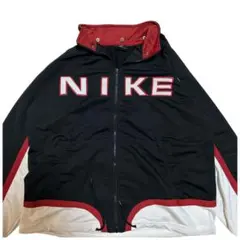 90s NIKE ナイキ トラックジャケット ロゴ刺繍　赤　黒 L