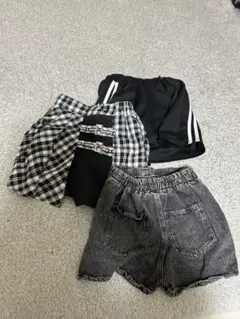 黒系　140 女の子 ショートパンツ3点まとめ売り ガーリー スポーティ