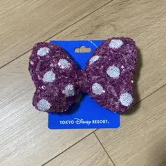 ディズニー ミニー ヘアゴム リボン スパンコール　ピンク