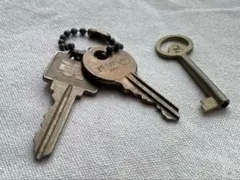 真鍮製の古い鍵3本　USAヴィンテージkey2本　日本製鍵1本