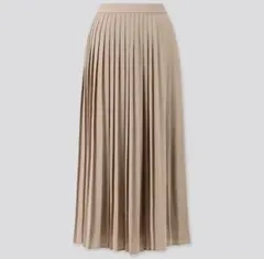 ユニクロ シフォンプリーツロングスカート ベージュ S
