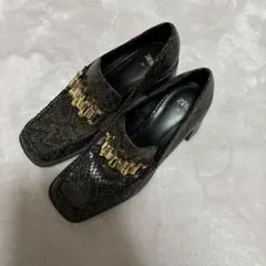 ザラ　ZARA ヘビ柄ローファー サイズ37