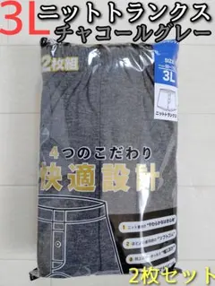快適設計 ニットトランクス 3L チャコールグレー 2枚セット 前開き パンツ