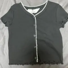 【未使用】H&M ブラック　リブTシャツ　1歳半〜2歳