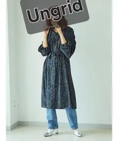 新品未使用:Ungrid-フラワープリントデザインロングガウン GRN