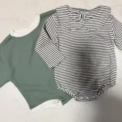 66size ロンパース・カバーオール グリーンとストライプ