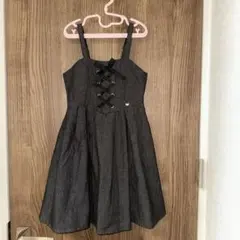 新品未使用　メゾピアノ　デニム風キャミワンピース　黒　130cm