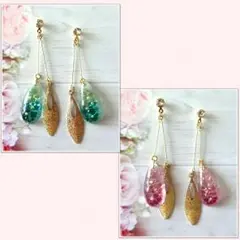 スワロフスキー☆クリスタル&メタルドロップ 揺れるピアス/イヤリング