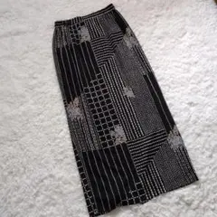 美品　詩仙堂　ちりめん　花柄ロングスカート