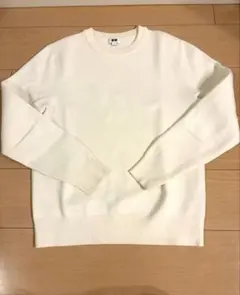 ユニクロ ウォッシャブルミラノリブクルーネックセーター ホワイト メンズSサイズ