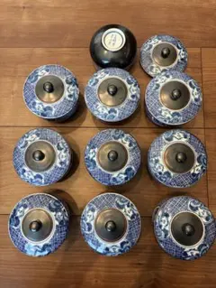 蓋付き⭐︎有田焼　金剛寺幸山窯　煎茶揃　湯飲み 10客セット 直径7.5cm