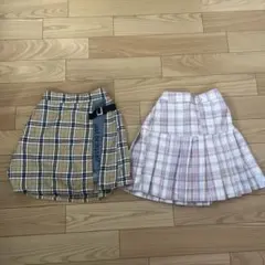 チェック柄スカート（ベージュ・ピンク）