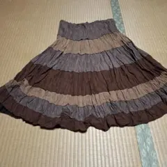 エ*ん様 フレアスカート ブラウン系 ストライプ　LLサイズ