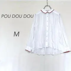 プードゥドゥ/コットンブラウス/白/M/綿100/ステッチ/ピコレース刺繍レトロのサムネイル