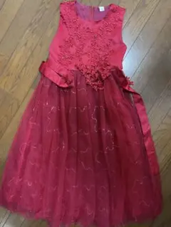 キッズ フォーマルドレス ボルドー 花柄　150