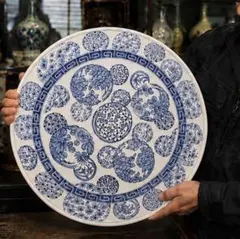 染付 大皿 飾り皿 直径約39cm 陶磁器 - メルカリ