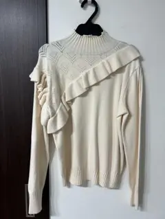 ニット ハイネック レディース フリーサイズ フリル 可愛い 長袖