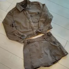 GUジーユー　ブラックデニムセットアップ　Gジャンスカパン