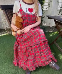 WC ボリュームティアードワンピース レッド