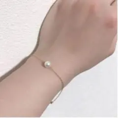 406＊6㎜　1粒コットンパールブレスレット