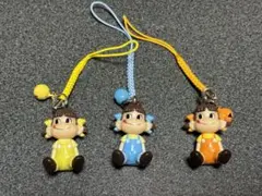 ペコちゃん　鈴付きストラップ　3個セット