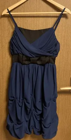 パーティードレス　キャミワンピース　青　ブルー　ネイビー　結婚式　二次会
