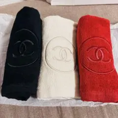 CHANEL シャネル 非売品 限定品 ハンドタオル 新品 3色セット 赤白黒