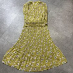 最終価格　花柄ノースリーブロングワンピース風イエロー