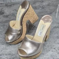 JIMMY CHOO ウェッジソール サンダル コルク ゴールド 36 - メルカリ