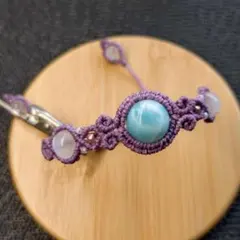 #527マクラメブレスレット：ラリマー/ムーンストーン