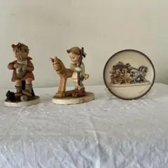 希少】陶器製 小物入れ 3点セット テディベア＆黒ラブ ポタリーケース