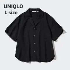 【完売品】UNIQLO ユニクロ リネンブレンドシャツ L ブラック 半袖 春夏