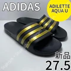 アディダス　アディレッタアクアU　コアブラック　ゴールドメタリック　27.5cm