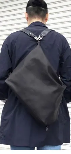 ブラック レザー風 ショルダーバッグ