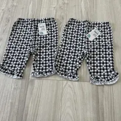 黒と白のチェック柄フリルパンツ2枚セット