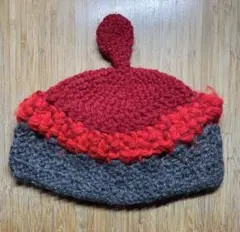 【lovecycle】赤とグレーのニット帽子