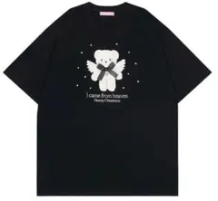 Honey Cinnamon 天使のクマ Tシャツ ブラックリボン南京錠Tシャツのサムネイル