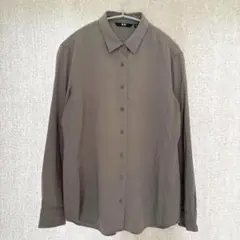 美品✦UNIQLO レーヨンブラウス M ブラウン イージーケア オフィス