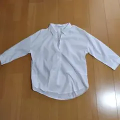 ホワイト 五分袖プルオーバーシャツ