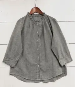 新品♪フリルカラーギンガムチェック柄風シャツ