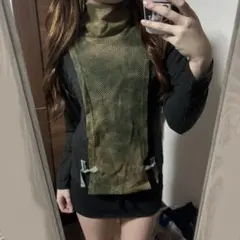 メッシュタートルネック長袖トップス